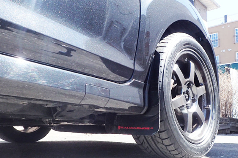 Rally Armor UR Mud Flaps - 2014-2019 Ford Fiesta - Red/White Logo - #MF29-UR-RD/WH