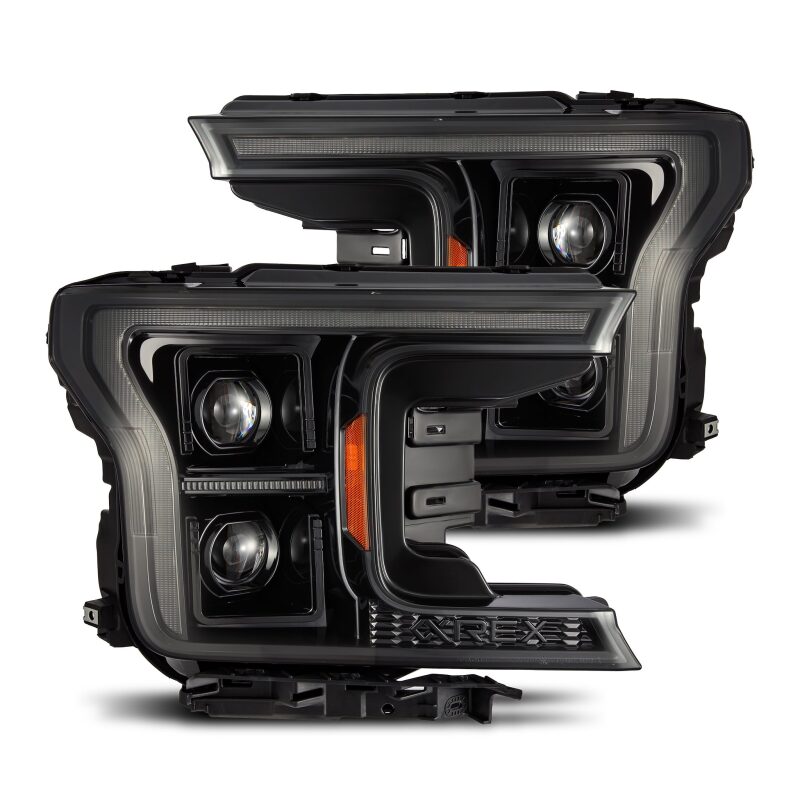 AlphaRex 880253 18-20 Ford F150 PRO-Series Headlight Alpha Black with Sequential Signal & DRL
