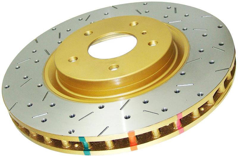 DBA 05-13 Ford Mustang GT/V6 Rear Drilled & Slotted 4000 Series Rotor w/ Gold Hat