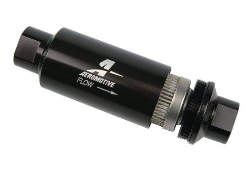 Aeromotive In-Line Filter - (AN-6 Male) 10 Micron Microglass Element Bright Dip Black Finish