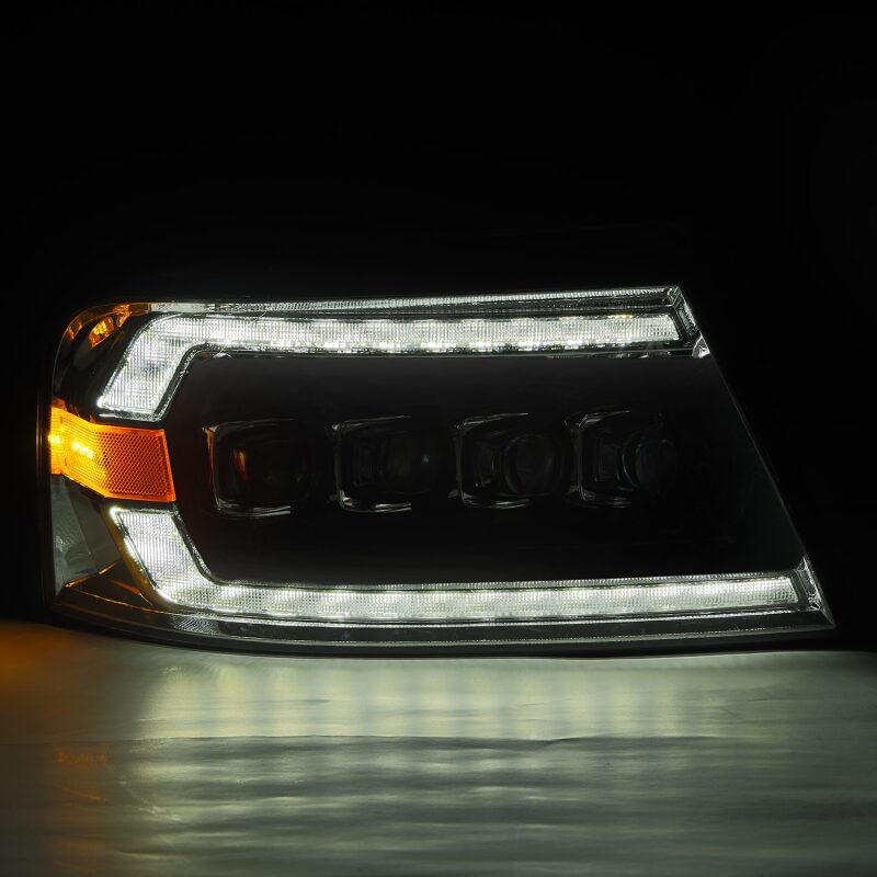 AlphaRex 880128 04-08 Ford F-150 (No 2004 Heritage) NOVA-Series LED Projector Headlights Alpha-Black with Activation Light / Sequential Signal