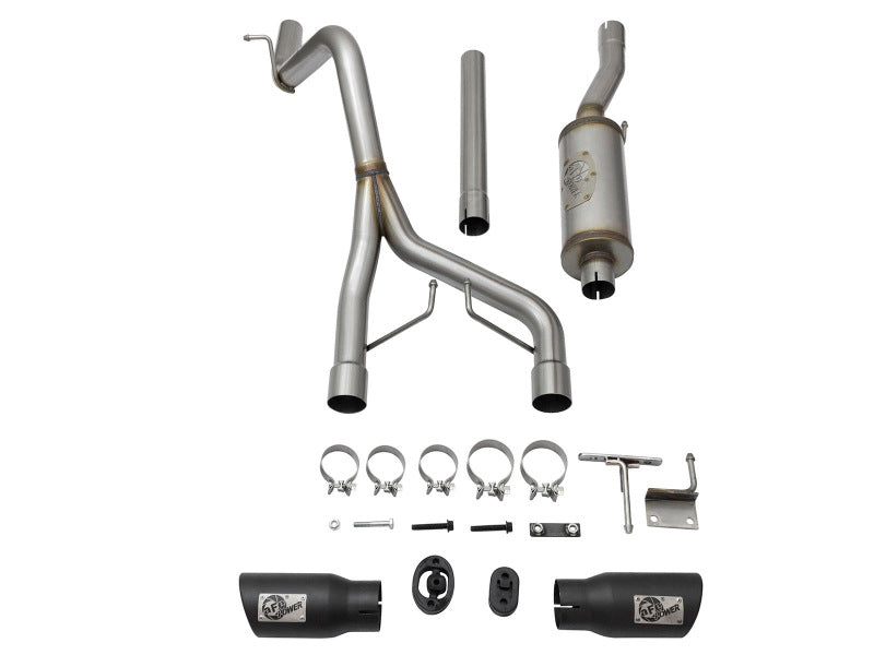 aFe Rebel Series CB 2.5in Dual Center Exit SS Exhaust w/ Black Tips 07-15 Jeep Wrangler 3.6L/3.8L V6 - #49-48056-B