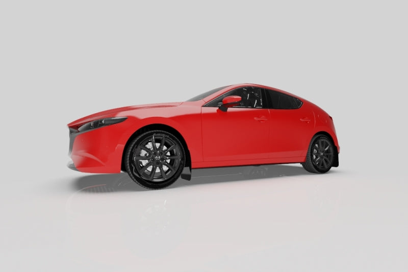 Rally Armor UR Mud Flaps - 2019-2025 Mazda 3 - Black/Red Logo - #MF61-UR-BLK/RD