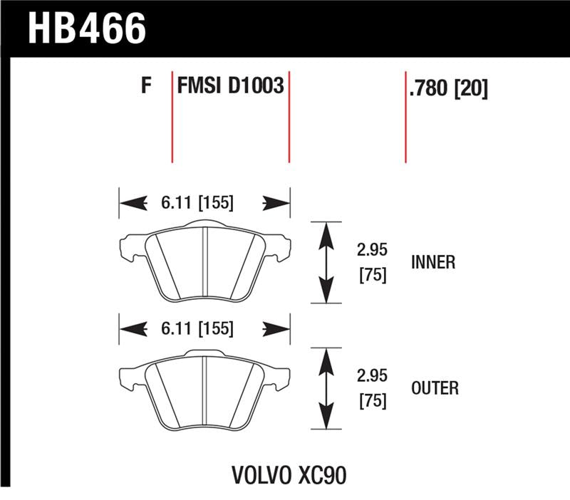 Hawk Performance HB477Y.610 LTS Light Truck and SUV Street Brake Pads