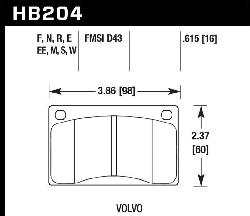 Hawk Performance HB204F.615 HPS Performance Street Brake Pads
