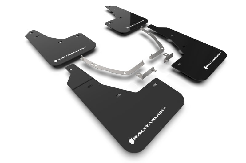 Rally Armor UR Mud Flaps - 2022-2024 Hyundai Ioniq 5 - Black/White Logo - #MF87-UR-BLK-WH
