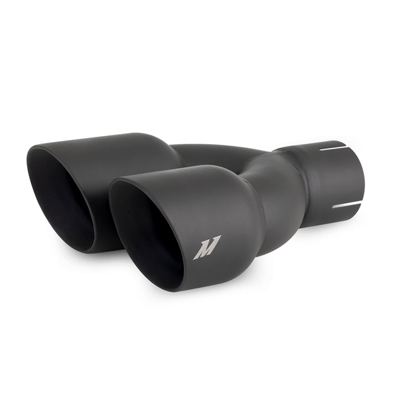 Mishimoto Dual Offset Tips 2.5in Inlet 3in Outlet Slash Cut - Black - #MMEXH-TIP-FSTBK