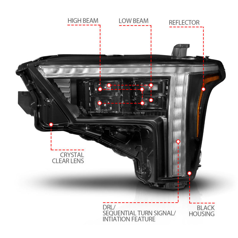 ANZO 22-26 Toyota Tundra (w/Factory LED Refl.) Z-Series Full LED Proj Headlights - Pass. Side ONLY