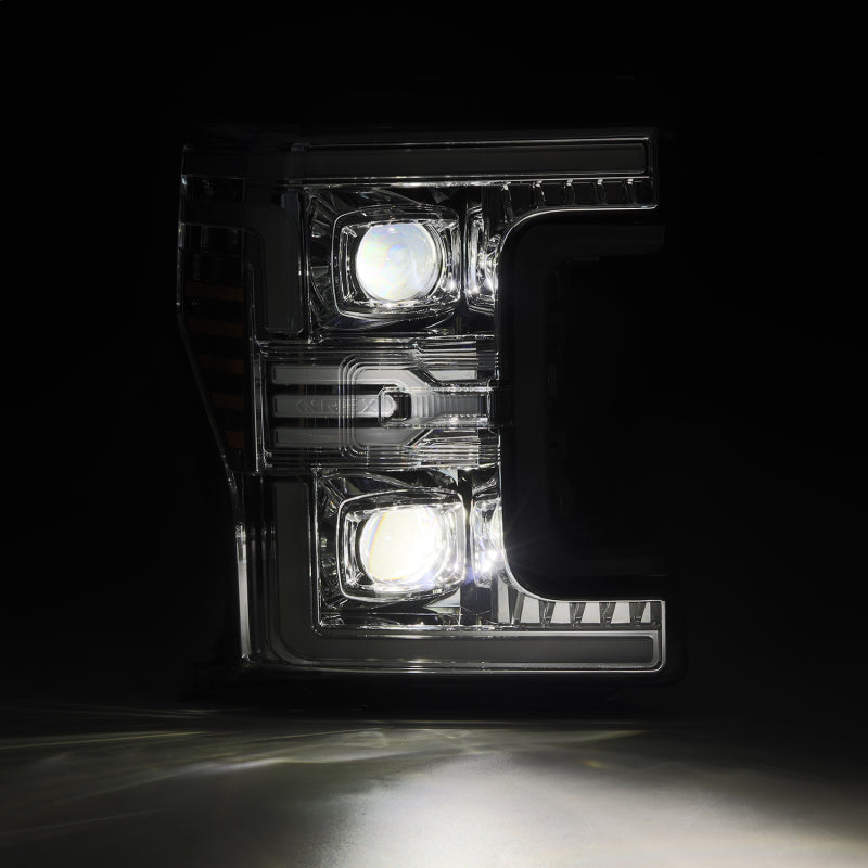 AlphaRex 880346 17-19 Ford F-250/350/450/550 Super Duty LUXX-Series LED Projector Headlights Chrome with Sequential Signal & Switchback DRL