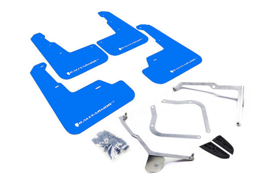 Rally Armor UR Mud Flaps - 2015-2021 Subaru WRX / WRX STI - Blue/White Logo - #MF32-UR-BL/WH