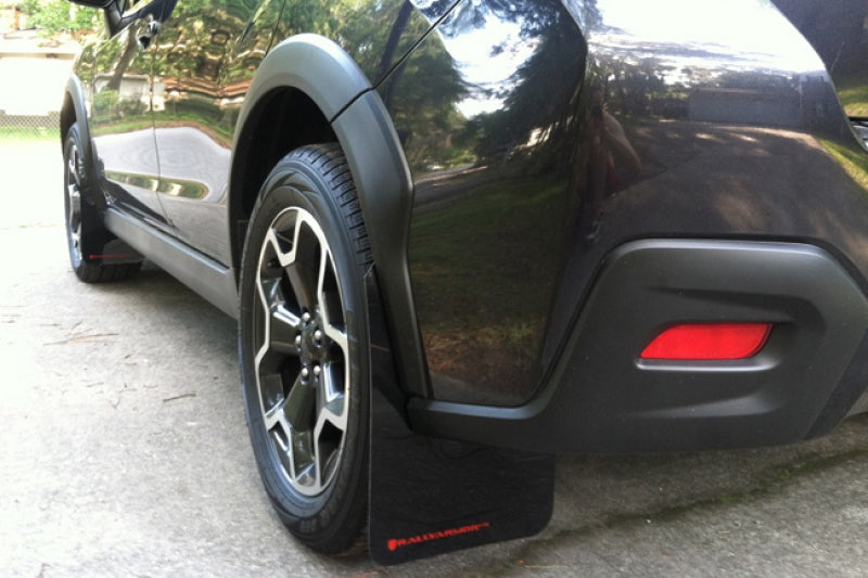 Rally Armor UR Mud Flaps - 2013-2015 Subaru XV Crosstrek, 2016-2017 Subaru Crosstrek - Black/Red Logo - #MF26-UR-BLK/RD