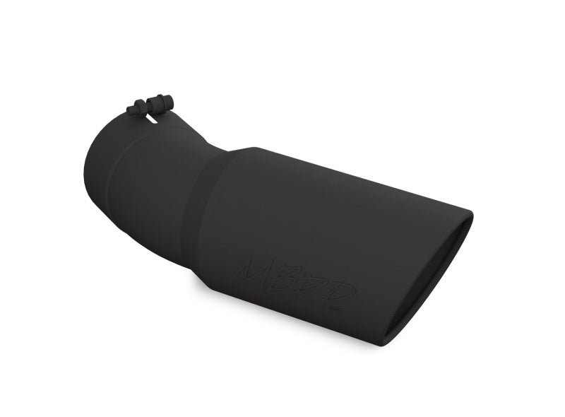 MBRP T5154BLK Exhaust Tip - 6" OD; Angled Rolled End; 5" inlet; 15.5" length ; 30˚ bend | Black Coated
