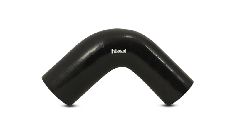 Vibrant 2.25in ID x 2.5in ID x 4in Long Gloss Black Silicone 90 Degree