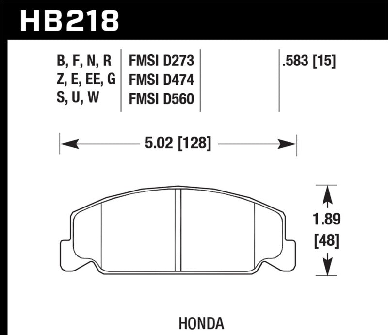 Hawk Performance HB218D.583 ER-1 Motorsport Brake Pads