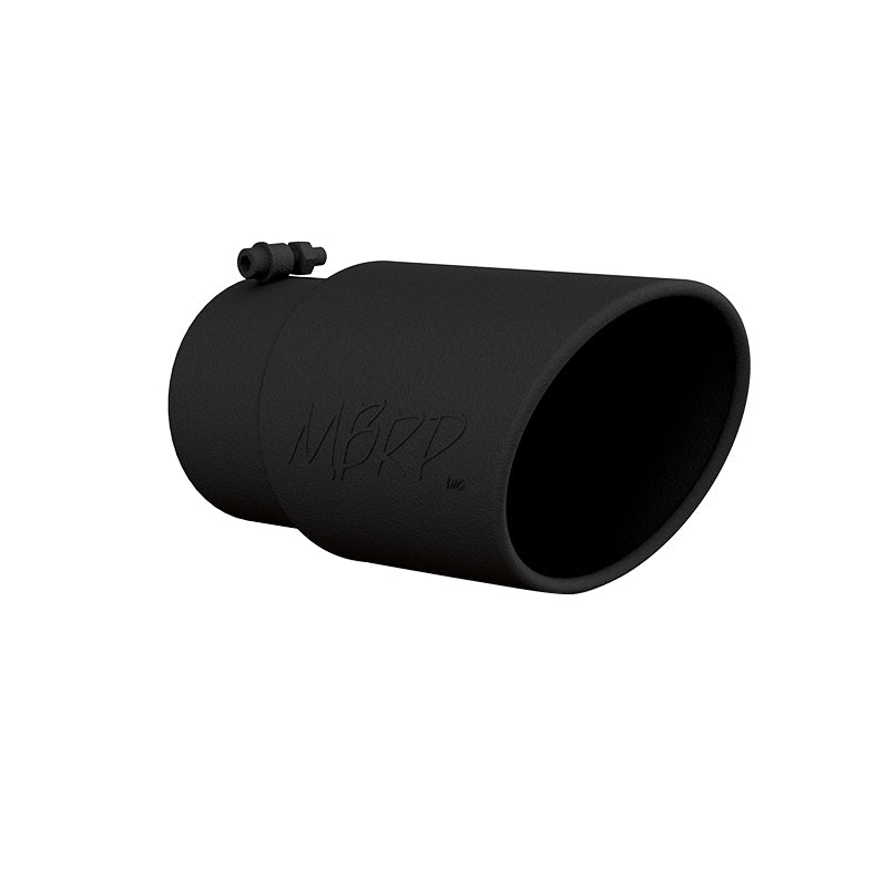 MBRP T5075BLK Exhaust Tip - 6" OD Angled Rolled End 5" inlet 12" length | Black Coated