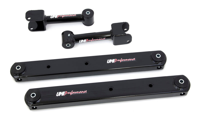 UMI Performance 402116-B Rear Control Arm Kit Fully Boxed Lowers Black