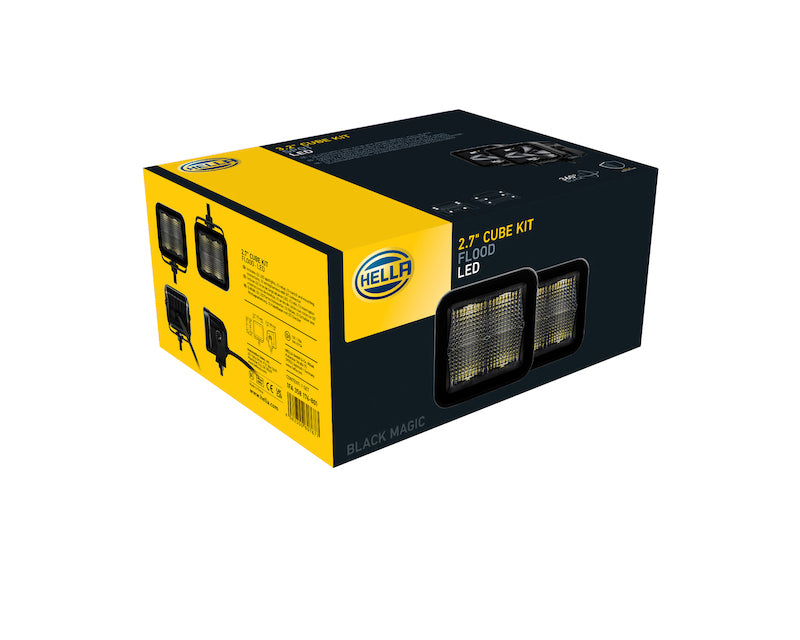 HELLA 358176801 Black Magic 2.7in LED Cube Kit - Flood Beam
