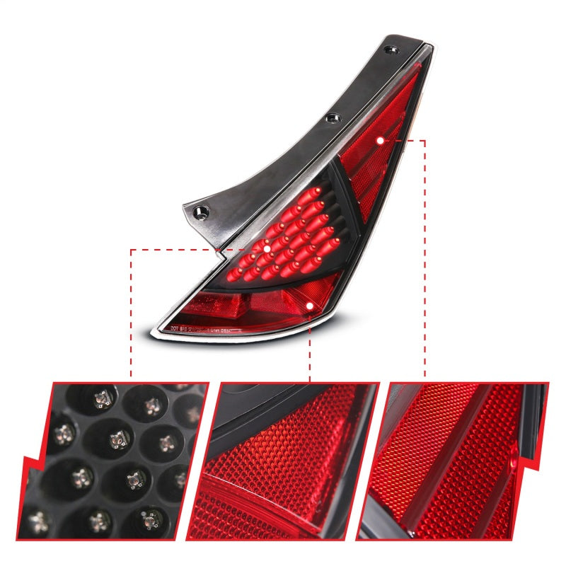 ANZO 2003-2007 Nissan 350Z LED Taillights Black
