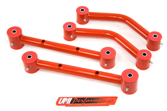 UMI Performance 501518-R Upper and Lower Control Arm Kit Red for 1975 GM H-Body
