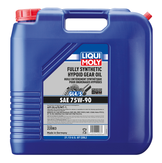 LIQUI MOLY 20L Fully Synthetic Hypoid Gear Oil (GL4/5) 75W-90 (22083)