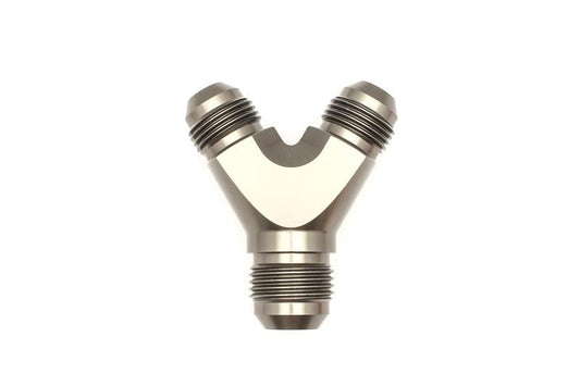 DeatschWerks 8AN Male Flare + 8AN Male Flare to 10AN Male Flare Y Block Fitting
