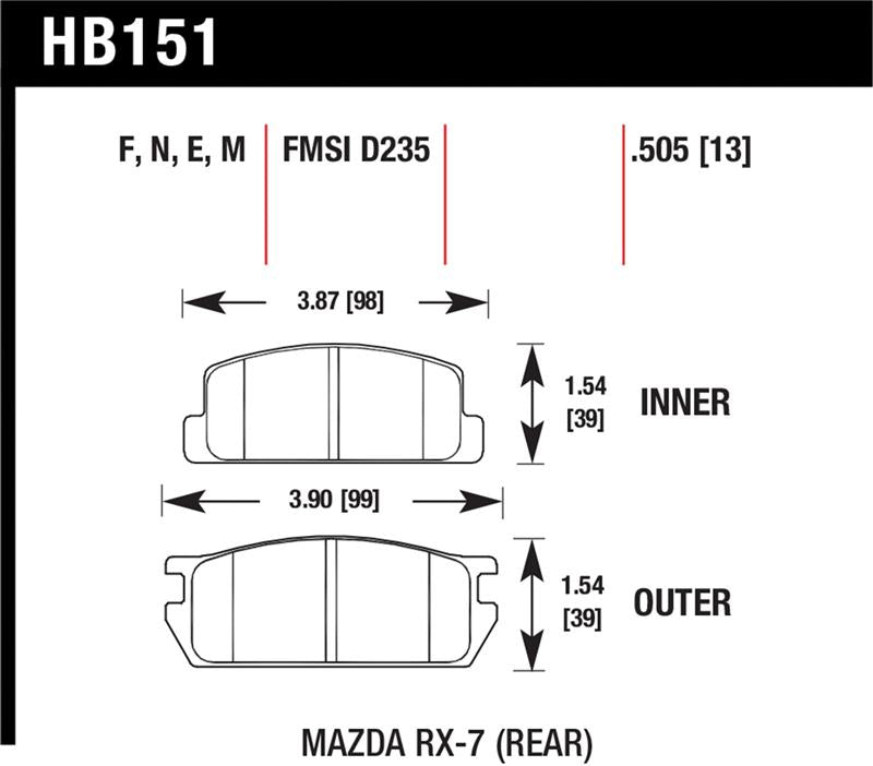 Hawk Performance HB151E.505 Blue 9012 Motorsport Brake Pads