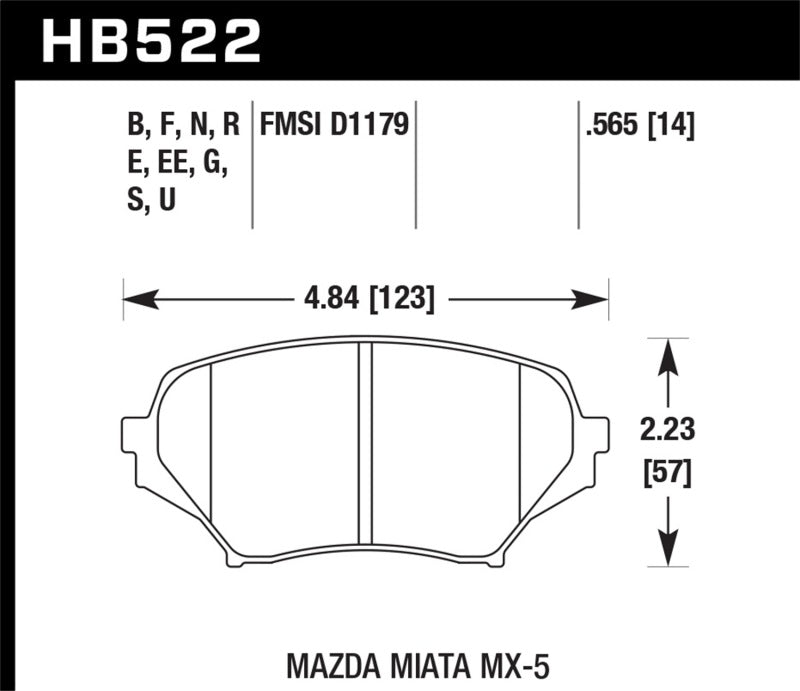 Hawk Performance HB522E.565 Blue 9012 Motorsport Brake Pads