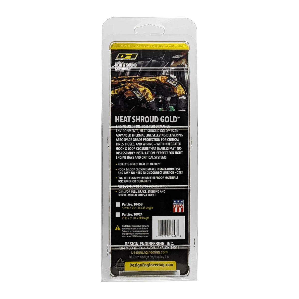 DEI Heat Shroud 1/2in to 1-1/4in I.D. x 3ft - Gold