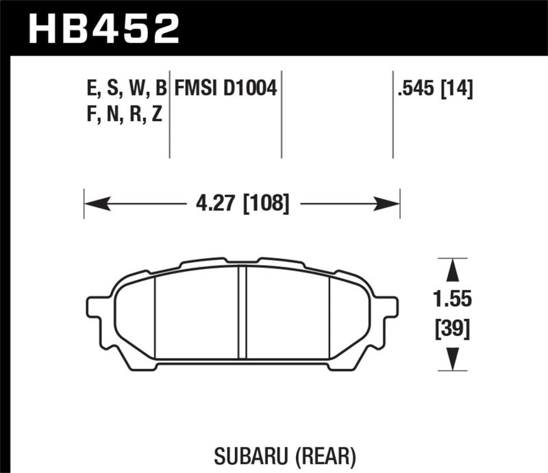 Hawk Performance HB452Z.545 Performance Ceramic Street Brake Pads