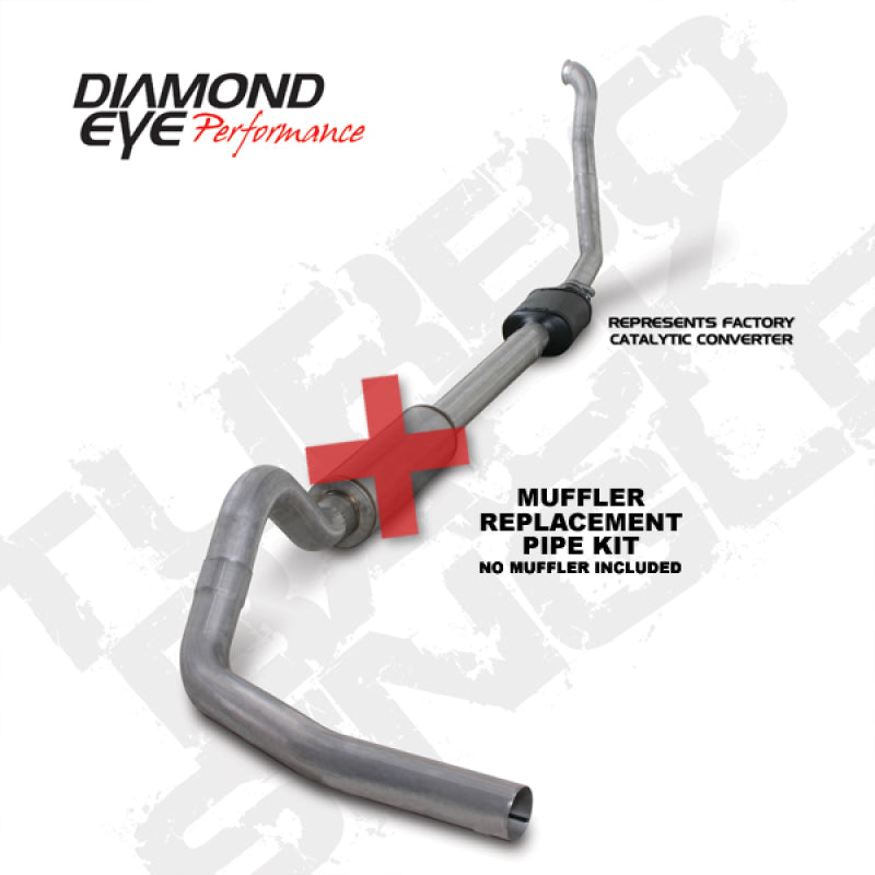 Diamond Eye K4306A-RP 4in Turbo-Back Exhaust Muffler Replacement Pipe - 1994-1997 Ford F-250/F-350 | Aluminized
