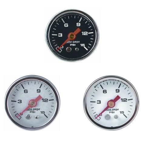 AutoMeter 2173 AutoGage 1.5in Liquid Filled Mechanical 0-60 PSI Fuel Pressure Gauge - Black
