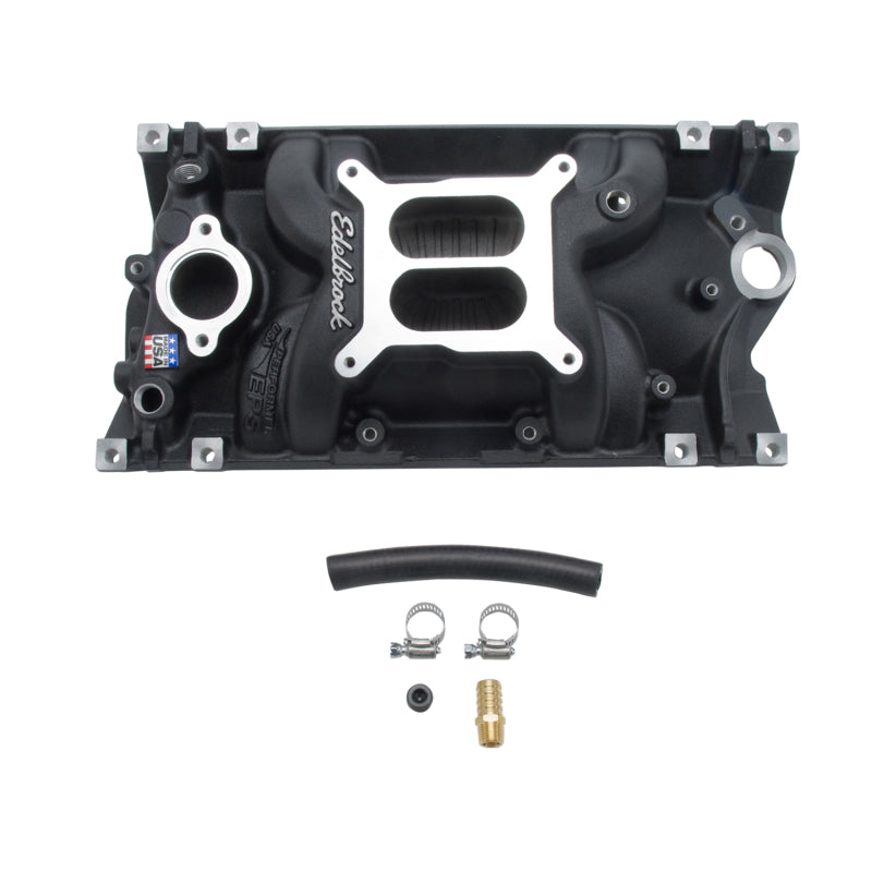 Edelbrock 27163 Manifold Performer EPS Small Block Chevrolet Vortec Black Finish