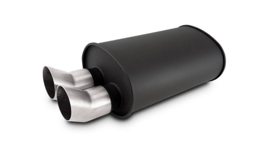 Vibrant Streetpower Flat Blk Muffler 9.5x6.75x15in Body Inlet ID 3in Tip 12336