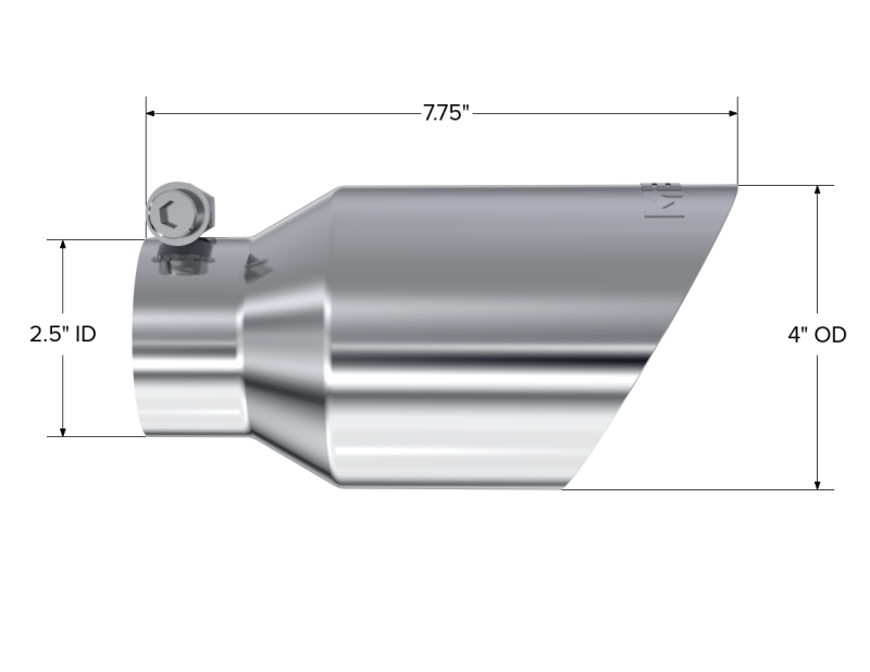 MBRP T5123 Universal Tip 4in O.D. Dual Wall Angled 2.5in inlet 8in length T304 - #T5123