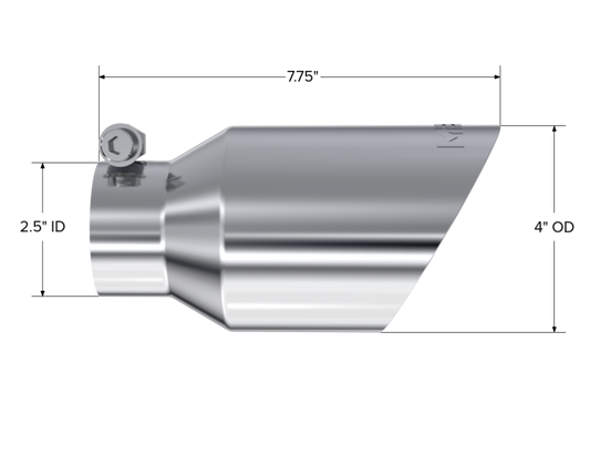 MBRP T5123 Universal Tip 4in O.D. Dual Wall Angled 2.5in inlet 8in length T304 - #T5123