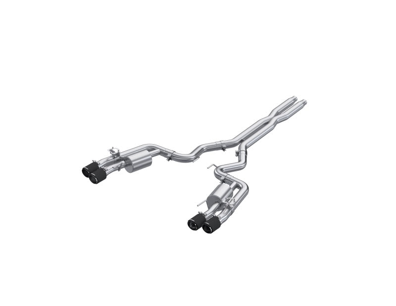 MBRP 2024+ For Mustang GT 3in Cat-Back Quad Tip - 4in Carbon Fiber Tips