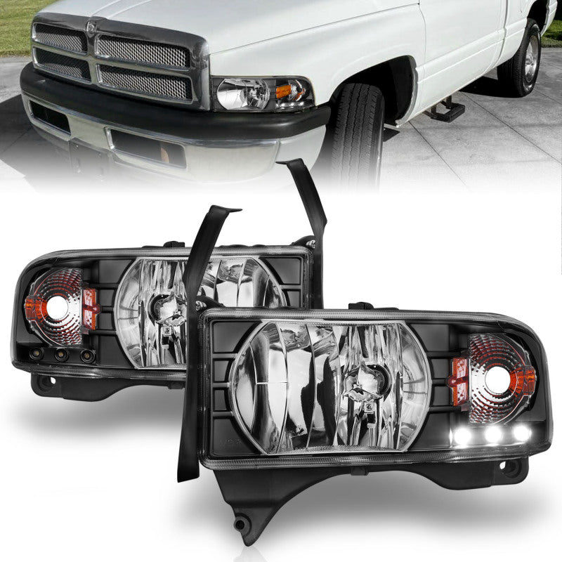 ANZO 1994-2002 Dodge Ram 2500 Crystal Headlights