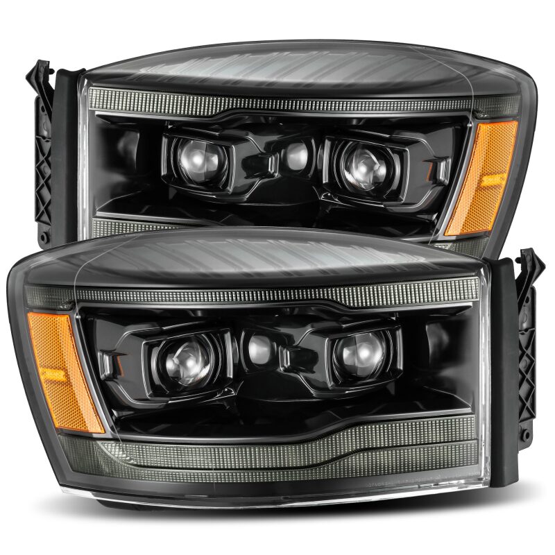 AlphaRex 880530 06-08 Dodge Ram 1500 HD PRO-Series Projector Headlights Plank Style Alpha Black w/Sequential Signal/DRL