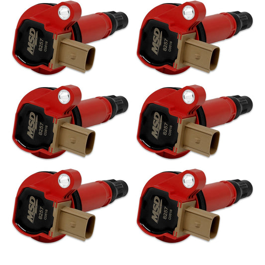 MSD 82576 Coil - for Ford EcoBoost - 3.5L V6 - 3-Pin Connector - Red - 6-Pack