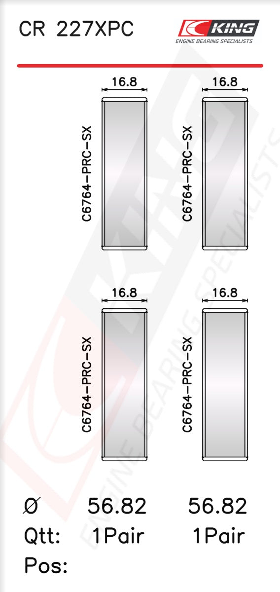 King Racing × AMS Alpha Connecting Rod Bearings For Audi 4.2L V8, Lamborghini 5.2L V10, VW VR6 3.2L V6 CR 227XPC-STD - Fits Volkswagen, Audi, Lamborghini