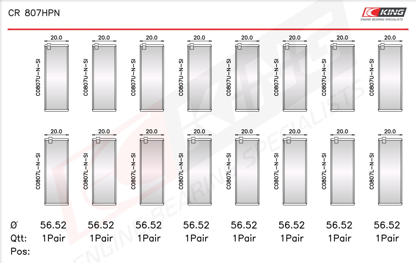 King Chevrolet SBC GEN III/IV LS 4.8, 5.3, 5.7, 6.2 Narrow Racing Connecting Rod Bearings CR 807HPNSTDX - Fits Chevrolet, GMC, Pontiac