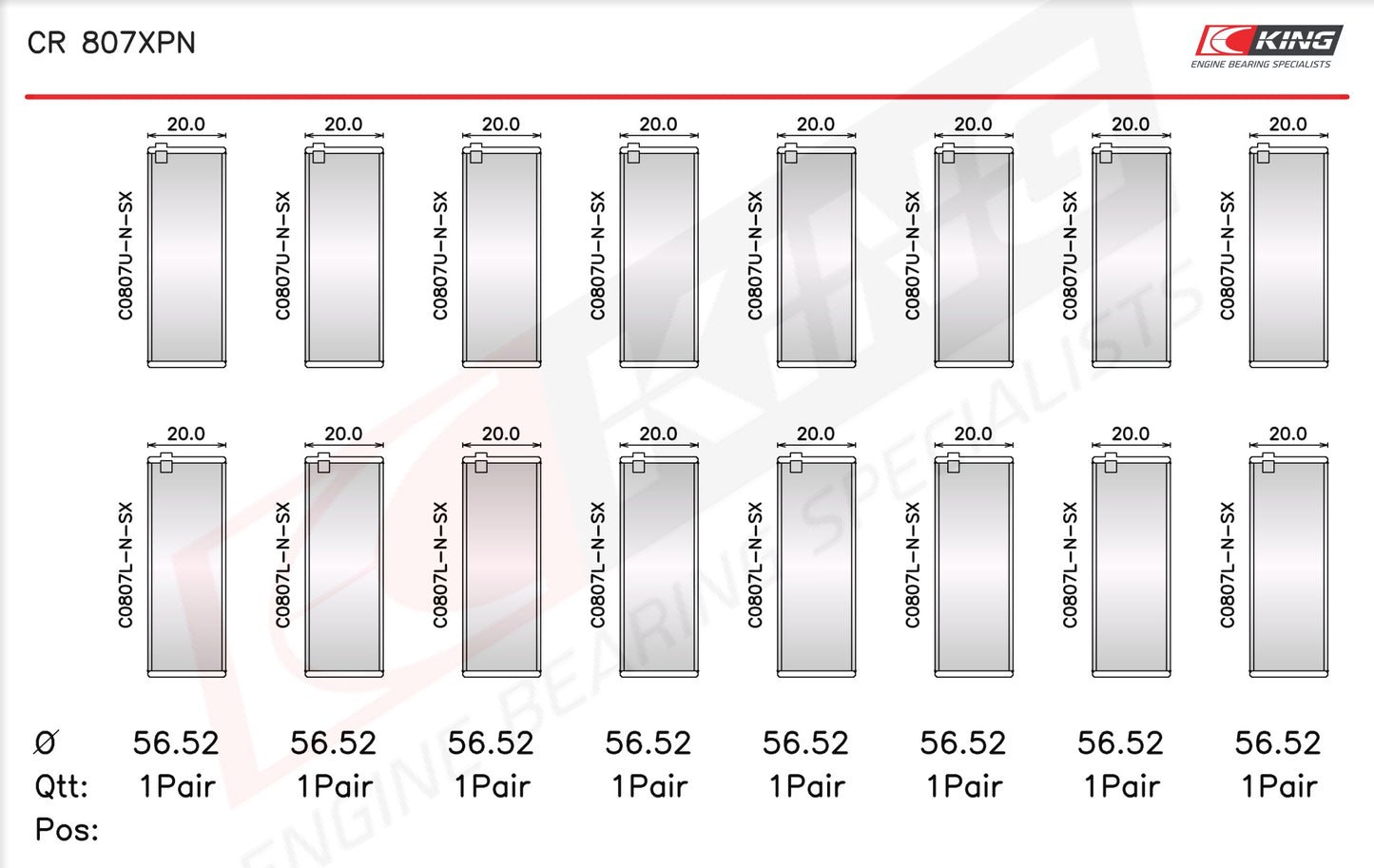 King Chevrolet SBC 307CI 350CI & GEN III/IV Narrow Racing Connecting Rod Bearings CR 807XPNSTDX - Fits Chevrolet, GMC, Pontiac