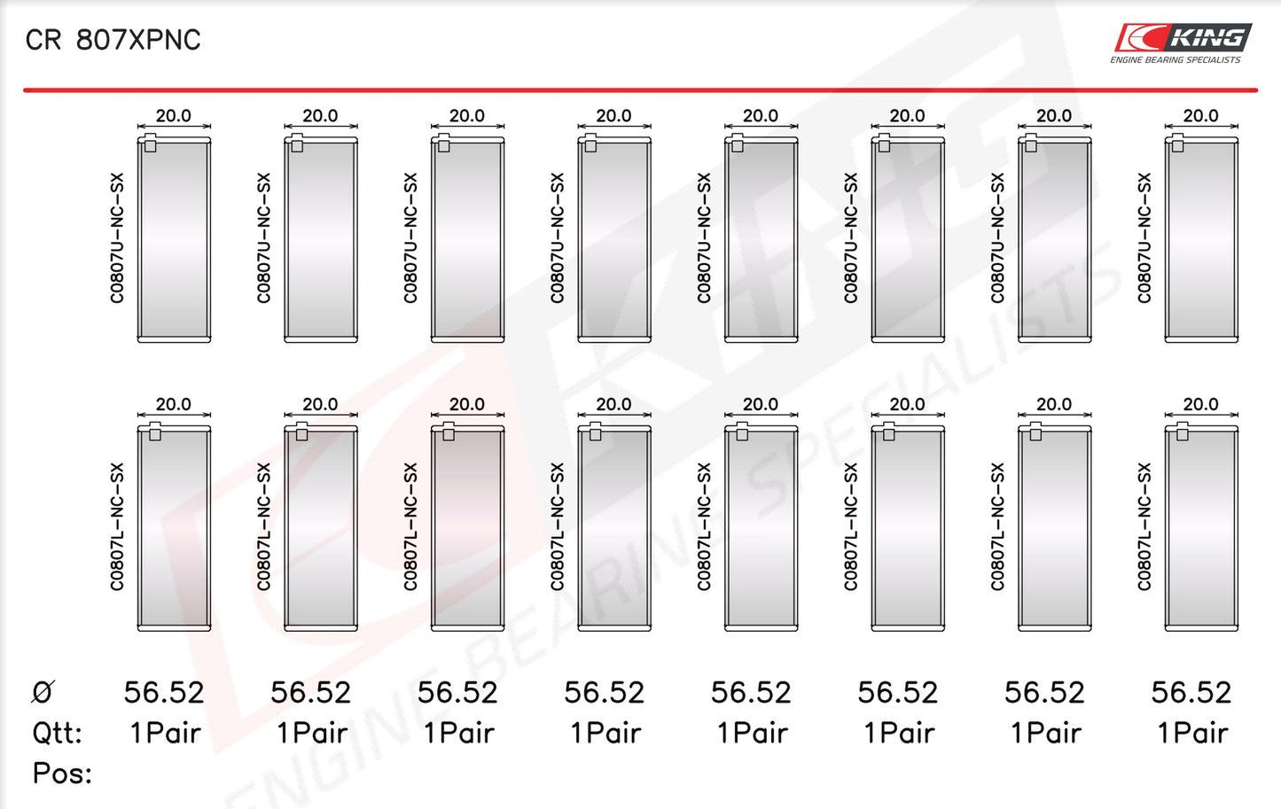 King Chevrolet SBC 307CI 350CI & GEN III/IV Narrow, pMaxKote™- Racing Connecting Rod Bearings CR 807XPNC-STD - Fits Chevrolet, GMC, Pontiac