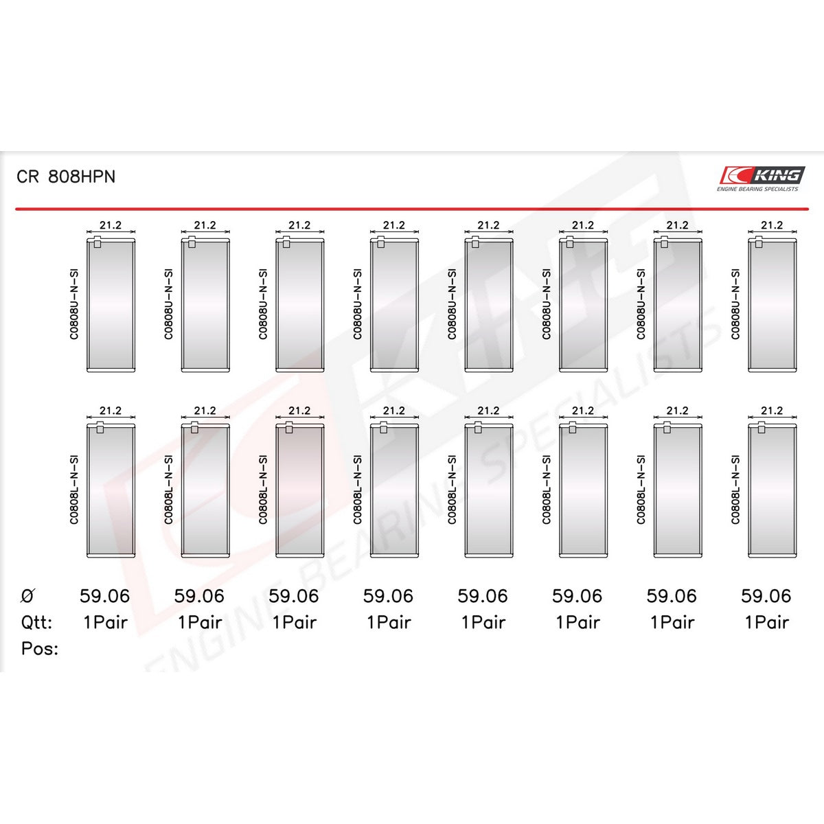 King Chevrolet BBC V8 369-502 GEN IV, V, VI Narrow Racing Connecting Rod Bearings CR 808HPN-STD - Fits Chevrolet, GMC, Pontiac