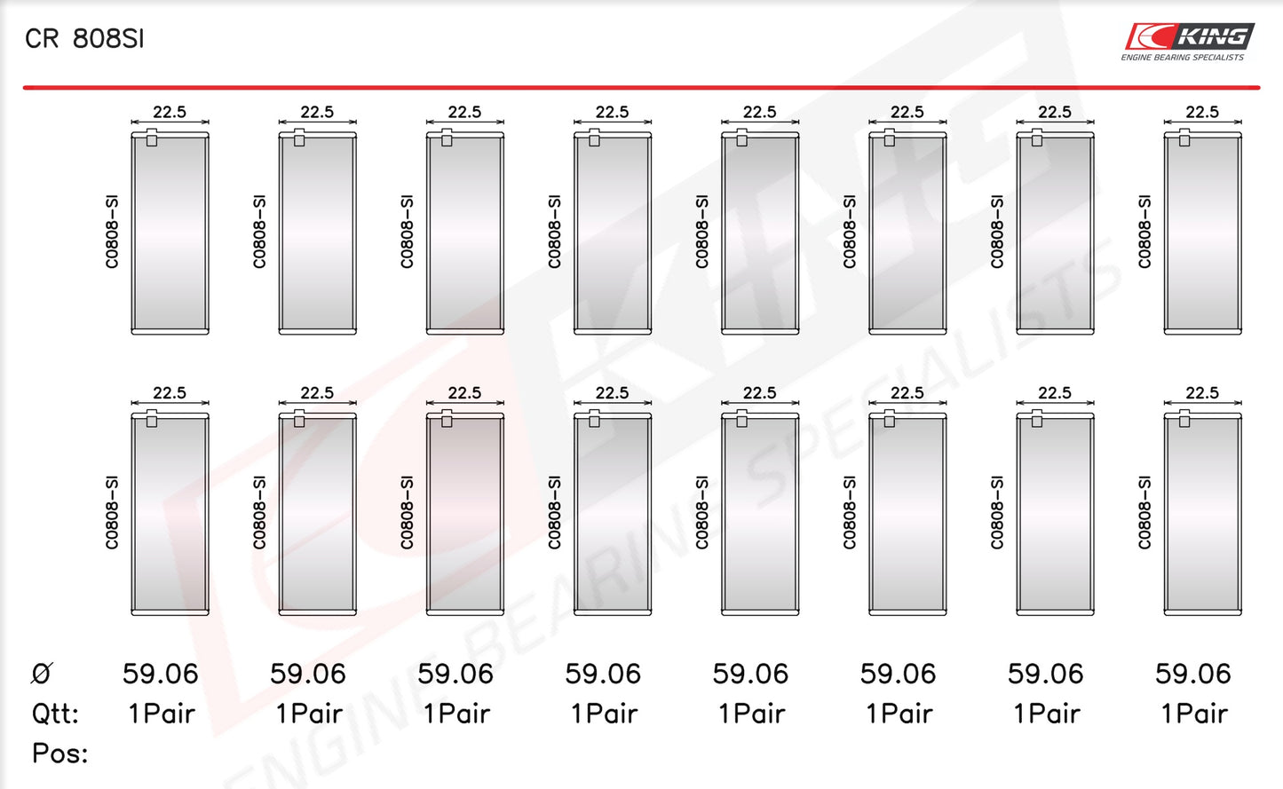 King Chevrolet BBC 369-502 GEN IV, V, VI OE-Replacement Connecting Rod Bearings CR 808SI-STD - Fits Chevrolet, GMC, Pontiac