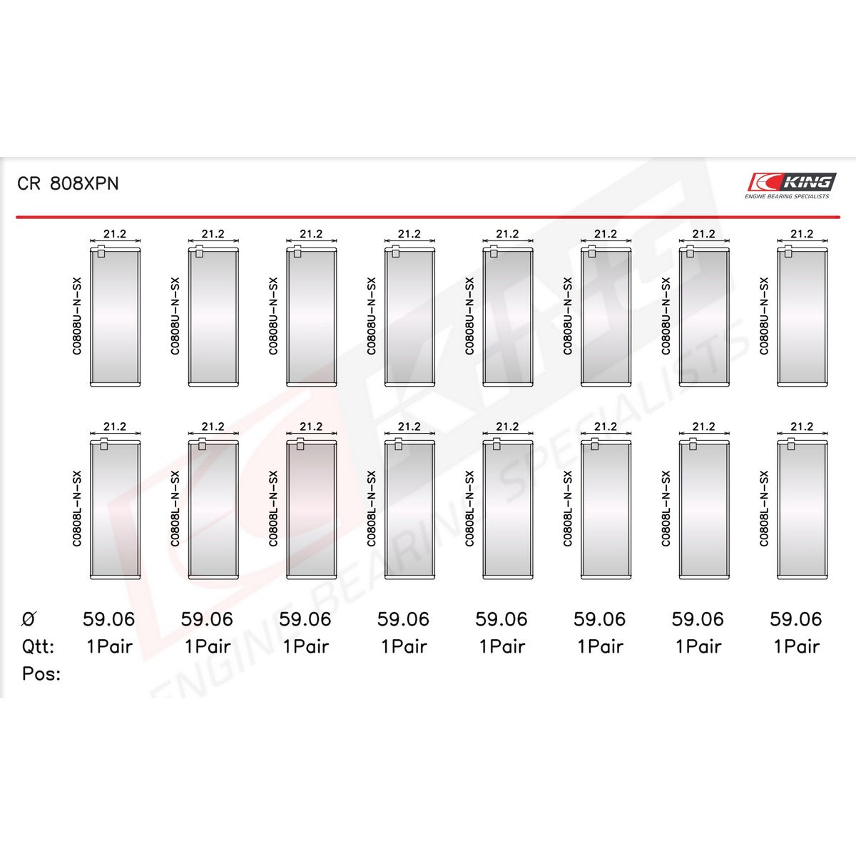 King Chevrolet BBC 369-502 GEN IV, V, VI Narrow pMaxBlack™ Racing Connecting Rod Bearings CR 808XPNSTDX - Fits Chevrolet, GMC, Pontiac