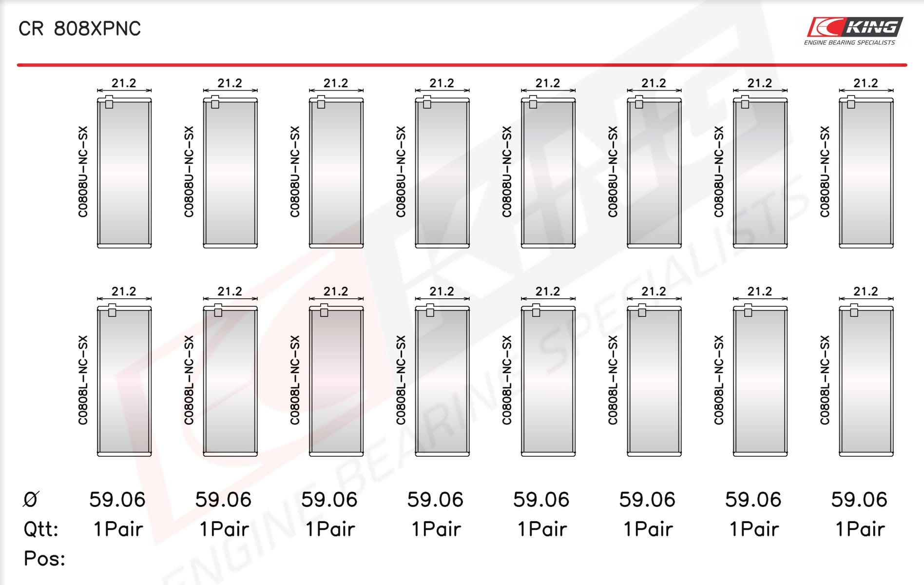 King Chevrolet BBC 369-502 GEN IV, V, VI - Narrow, Coated Racing Connecting Rod Bearings CR 808XPNC 010 - Fits Chevrolet, GMC, Pontiac