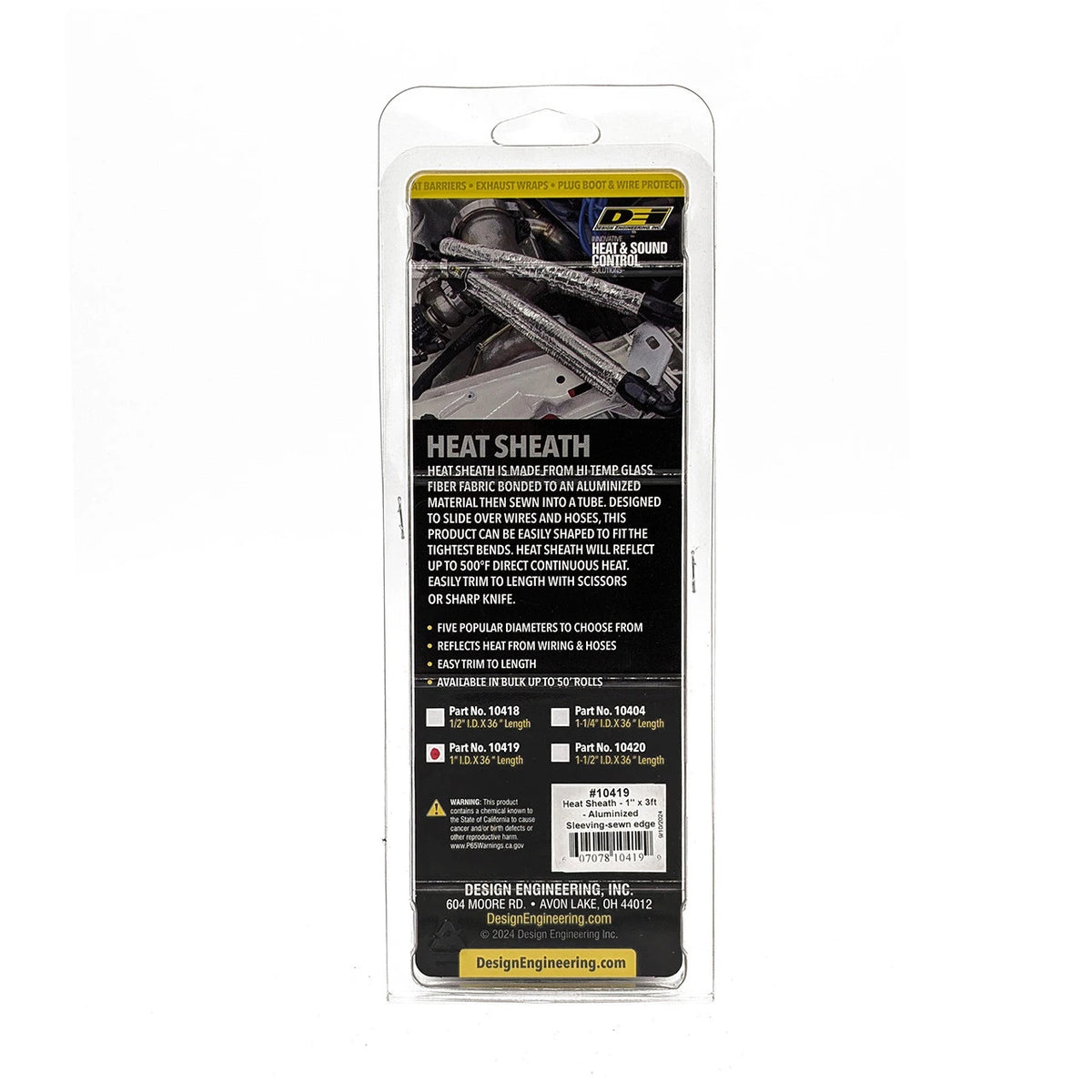 DEI Heat Sheath 1in x 3ft - Aluminized Sleeving - Sewn Edge