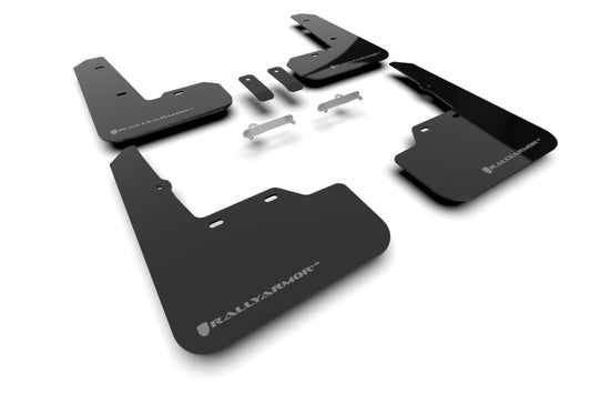 Rally Armor Mud Flaps - 2022-2025 Subaru WRX - RAL UR Blk Flap/Dark Grey Logo - #MF92-UR-BLK/DGRY