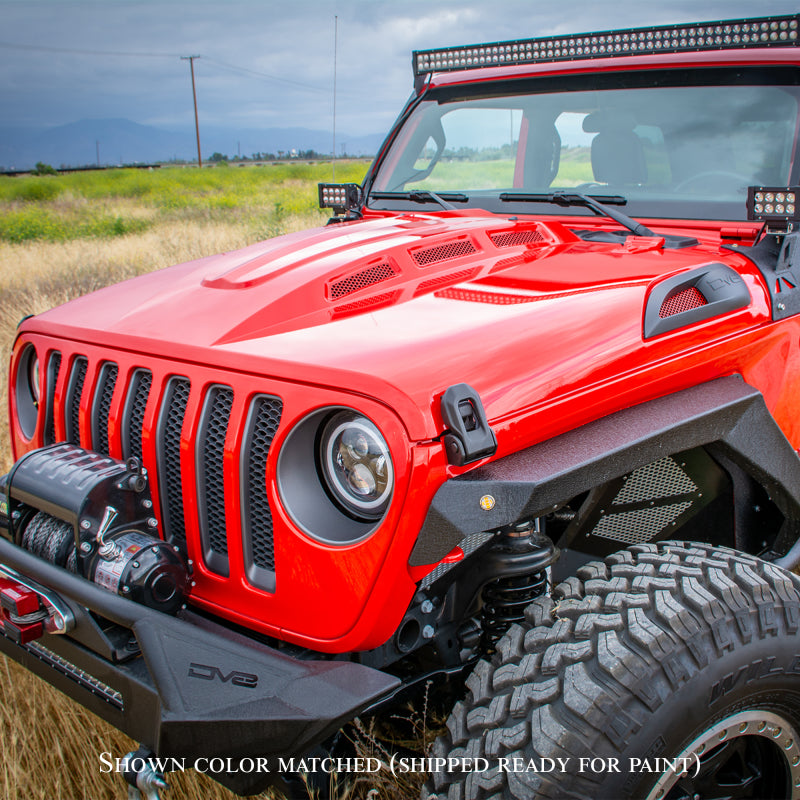 DV8 Offroad 18+ Jeep JL Heat Dispersion Hood - Primer Black - #HDMBJL-01